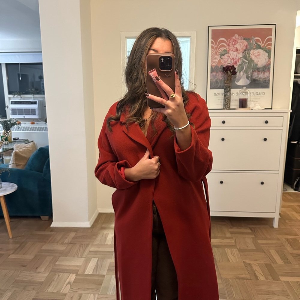 Mango Vibrant Red Overcoat